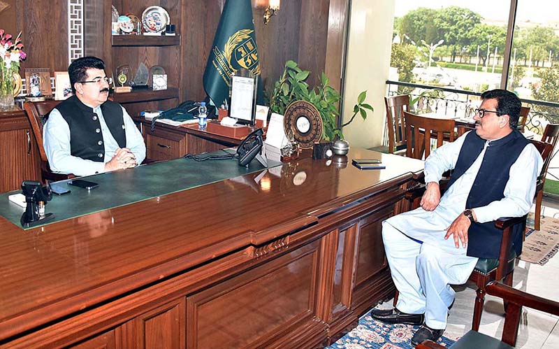 Abdul Karim Jamali, CEO QESCO, Quetta calling on Chairman Senate, Muhammad Sadiq Sanjrani at Parliament House