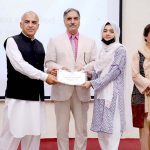 Chairman NTC Engineer Imtiaz Gilani and VC Karakoram International University Attaullah Shah distributing certificate among the participant during the one day Seminar on "Pakistan has to Make as per the vision of Quaid" at KIU
