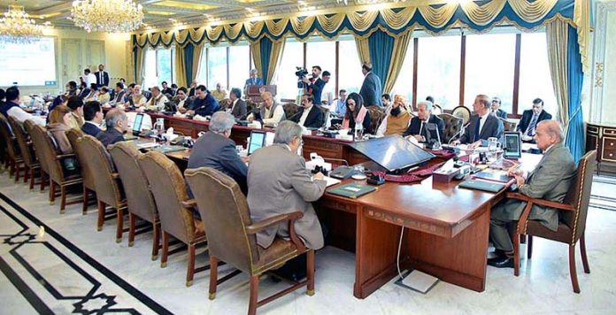 Prime Minister Muhammad Shehbaz Sharif chairs a meeting of the Federal Cabinet