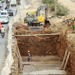 A view of ongoing development work for the red line bus service at Hassan Square area in the Provincial Capital