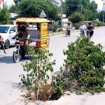 A view of open main hole at main road need the attention of concerned authorities
