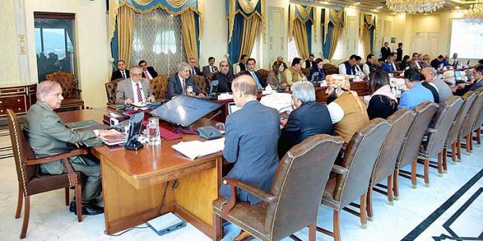 Prime Minister Muhammad Shehbaz Sharif chairs a meeting of the Federal Cabinet