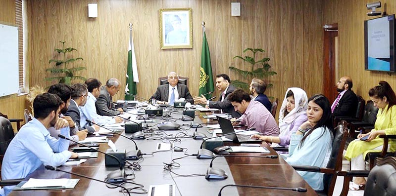 Caretaker Federal Minister for Planning and Development, Muhammad Sami Saeed chairing a meeting to review Governance related matters