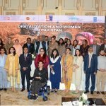 Federal Minister of Human Rights, Riaz Hussain Pirzada in a group photo during Launching of National Report on “Digitalization & Women in Pakistan