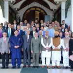 Prime Minister Muhammad Shehbaz Sharif in a group photo with members of the Federal Cabinet