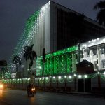 The State Bank of Pakistan (SBP) building is beautifully illuminated with lights on the occasion of Independence Day of Pakistan.