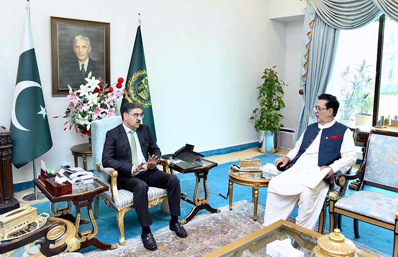 Governor Gilgit Baltistan Syed Mehdi Shah calls on Caretaker Prime Minister Anwaar-ul-Haq Kakar