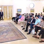 Caretaker Prime Minister Anwaar-ul-Haq Kakar talking to Anchors and Journalists in a meeting at the Prime Minister's House