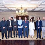 President Dr Arif Alvi in a group photo with the representatives of the Pakistan Federal Union of Journalists (PFUJ), AII Pakistan Newspapers Society (APNS), Pakistan Broadcasters Association (PBA), Council of Pakistan Newspaper Editors (CPNE), and Association of Electronic Media Editors and News Directors (AEMEND), who called on him, at Aiwan-e-Sadr