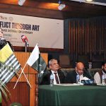 Senator Sehar Kamran addressing during painting exhibition titled “Kashmir conflict through Art" organized by Department of Islamic Art and Architecture, International Islamic University Islamabad and Youth Forum for Kashmir in connection with Kashmir Siege Day to commemorate and show solidarity with our Kashmiri brother and sisters