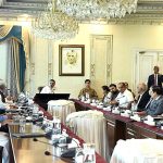 Caretaker Prime Minister Anwaar-ul-Haq Kakar chairing an emergency meeting regarding electricity bills at the Prime Minister's House