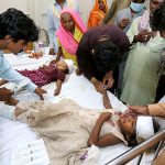 Doctors are providing medical assistance to the injured patients during the rescue operation after the tragic incident where 10 bogies of the Hazara Express derailed near Sarhari Railway Station, at least 15 passengers have lost their lives and over 50 have been injured, including women and children