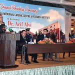 President Dr. Arif Alvi addressing during ground breaking ceremony the Sarwar Shahida Memorial Cardiac & Research Institute