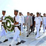 Caretaker Prime Minister Anwaar-ul-Haq Kakar laying floral wreath at the Mausoleum of Father of the Nation, Quaid-e-Azam Muhammad Ali Jinnah