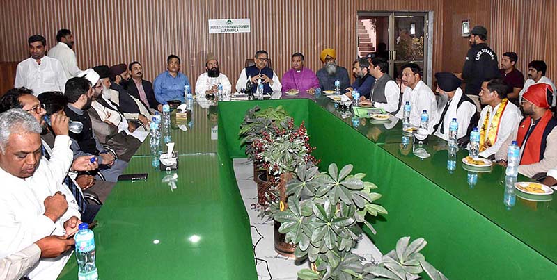 Federal Minister for Religious Affairs, Aneeq Ahmad, visiting a Church and talking to the Christian community on his visit to Jaranwala
