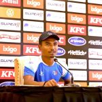 Nepal Cricket Team captain Rohit Paudel talking to media persons before practice sessions ahead of the first cricket match of Asia Cup 2023 at Multan Cricket Stadium
