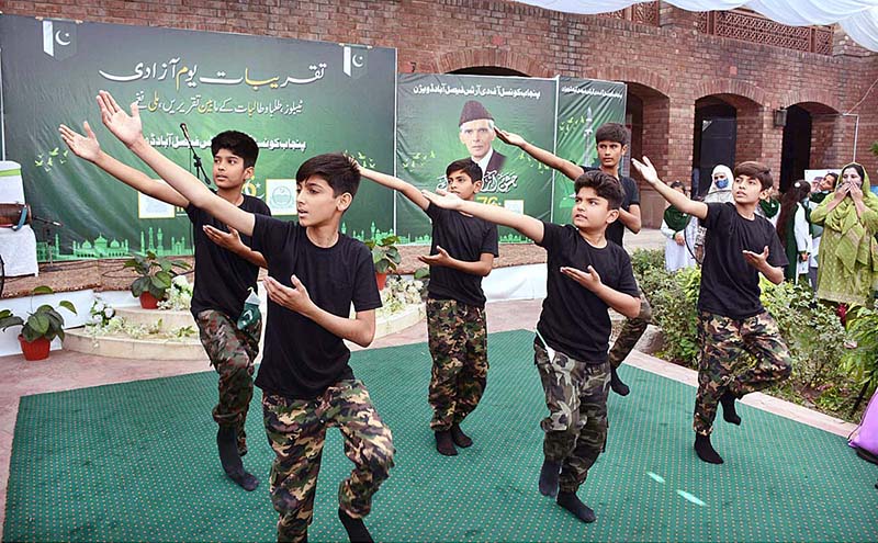 The horsemen are performing horse dance on the occasion of 77th Independence Day celebration at Commissioner Complex