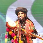 Renowned singer Saeen Zahoor “is performing during musical night organized by district administration in a local marquee