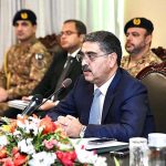 Caretaker Prime Minister Anwaar-ul-Haq Kakar being briefed during his visit to the Ministry of Foreign Affairs.