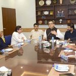 Federal Minister for Religious Affairs Aneeq Ahmed meeting with Karachi Press Club (KPC) Body representative during his visit at Karachi Press Club (KPC)