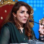 Naila Kayani, the only Pakistani woman mountaineer who has climbed eight of the 14 peaks higher than 8,000 meters in the world in the shortest time, is giving a press conference at Islamabad Press Club