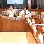 Senator Muhammad Abdul Qadir, Chairman Senate Standing Committee on Petroleum presiding over a meeting of the committee at Parliament House