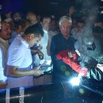 Former Defense Minister Khawaja Muhammad Asif inaugurating the Project for Restoration of Sui Gas Low Pressure Paris Road, Jail Road