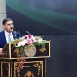Caretaker Prime Minister Anwaar-ul-Haq Kakar addressing a ceremony held in the honour of the rescuers of Battagram chairlift incident