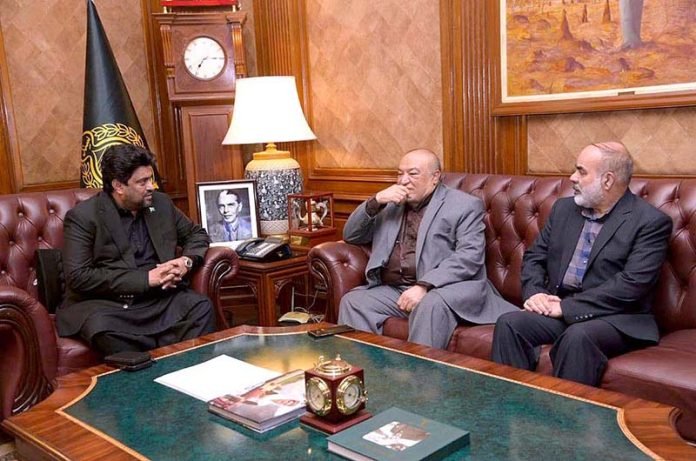 Sindh Governor Kamran Khan Tessori meets with Iran's Deputy Foreign Minister Mahdi Safari and Governor of Sistan Muhammad Kumari at the Governor's House