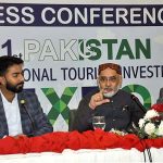 Managing Director, PTDC, Aftab ur Rehman Rana addressing a press conference on 1st Pakistan International Tourism Investment Expo-23