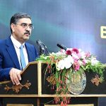 Caretaker Prime Minister Anwaar-ul-Haq Kakar addressing a ceremony held in the honour of the rescuers of Battagram chairlift incident