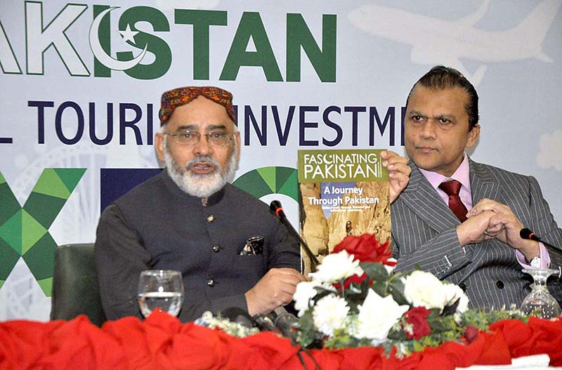 Managing Director, PTDC, Aftab ur Rehman Rana addressing a press conference on 1st Pakistan International Tourism Investment Expo-23