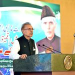 President Dr. Arif Alvi addressing a ceremony in connection with celebration of Minorities' Day event, at Aiwan-e-Sadr