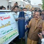 Federal Interior Minister Rana Sana Ullah Khan is offering dua after inaugurating FESCO subdivision Sadhar in his constituency NA-106 (Faisalabad-VI)
