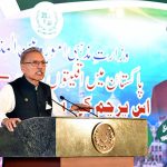 President Dr. Arif Alvi addressing a ceremony in connection with celebration of Minorities' Day event, at Aiwan-e-Sadr