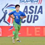 Pakistan baller Nasim Shah during practice sessions ahead of the first cricket match of Asia Cup 2023 at Multan Cricket Stadium