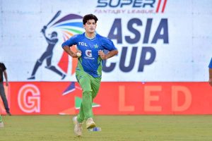 Pakistan baller Nasim Shah during practice sessions ahead of the first cricket match of Asia Cup 2023 at Multan Cricket Stadium
