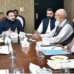 Senator Prince Ahmed Umer Ahmedzai, Chairman Senate Standing Committee on Communications presiding over a meeting of the committee at Parliament House