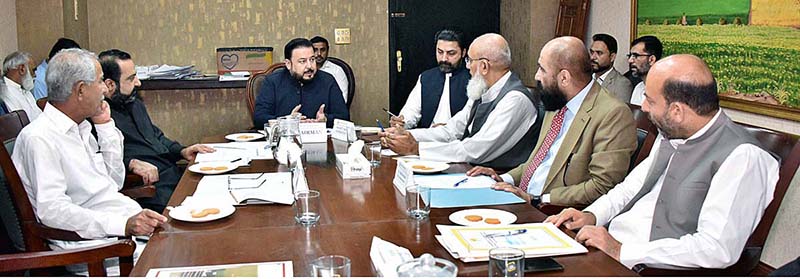 Senator Prince Ahmed Umer Ahmedzai, Chairman Senate Standing Committee on Communications presiding over a meeting of the committee at Parliament House