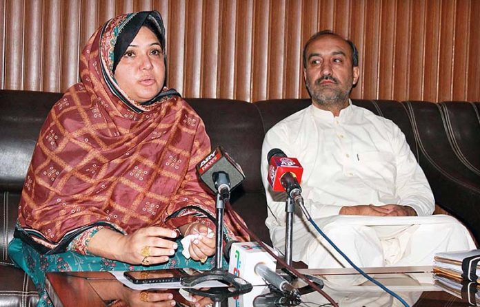 BBISE’s Controller of Examinations Abida Kakar, Additional Secretary Board Shamsullah talking to media regarding about harassment of women