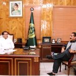 Speaker Gilgit-Baltistan Assembly Nazir Ahmad Advocate in a meeting with Minister Home Gilgit-Baltistan Shams Lone at Assembly Secretariat