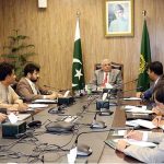 Caretaker Minister for Planning, Development and Special Initiatives, Muhammad Sami Saeed chairing a meeting to review progress on CPEC Projects