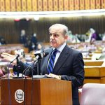 Prime Minister Muhammad Shehbaz Sharif addresses the farewell session of the National Assembly
