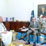 Leader of the Opposition Raja Riaz Ahmad meeting with Prime Minister Muhammad Shehbaz Sharif to finalize the name of Caretaker Prime Minister