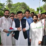 Vice Chancellor of the University of Sargodha, Dr. Qaiser Abbas, inaugurating a Blood Donation Camp organized by the Blood Donor Society on the occasion of 77th Independence Day celebration