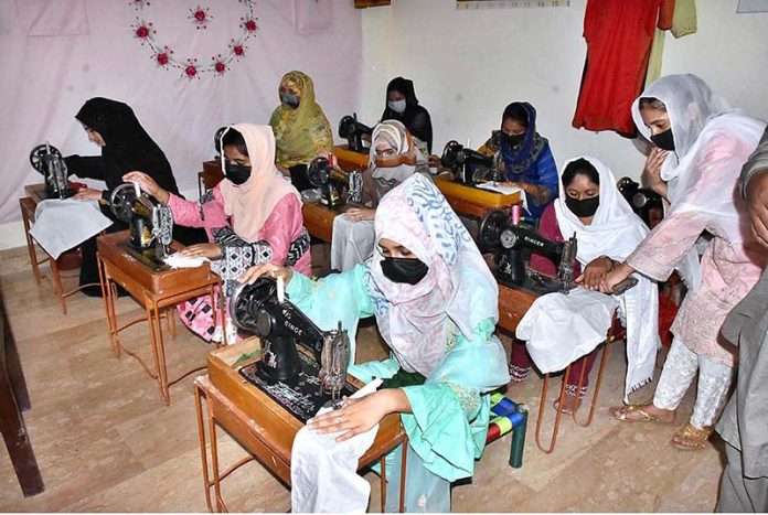 Student are learning cloth stitching at Govt Women Empowerment Center