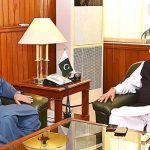 Speaker National Assembly Raja Pervez Ashraf in a meeting with Federal Minister for Narcotics Control Nawabzada Shazain Bugti at Parliament House