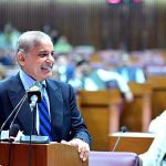 Prime Minister Muhammad Shehbaz Sharif addresses the farewell session of the National Assembly