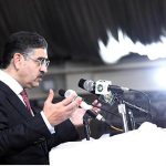 Caretaker Prime Minister Anwaar-ul-Haq Kakar addresses a congregation arranged in support of the Christian community members who were affected by mob violence in Tehsil Jaranwala