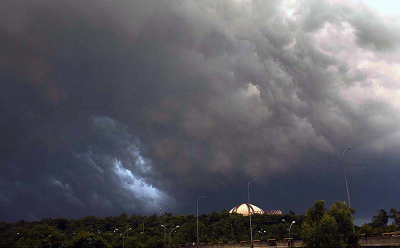 A view of thick black clouds hovering over the sky in the Federal Capital.